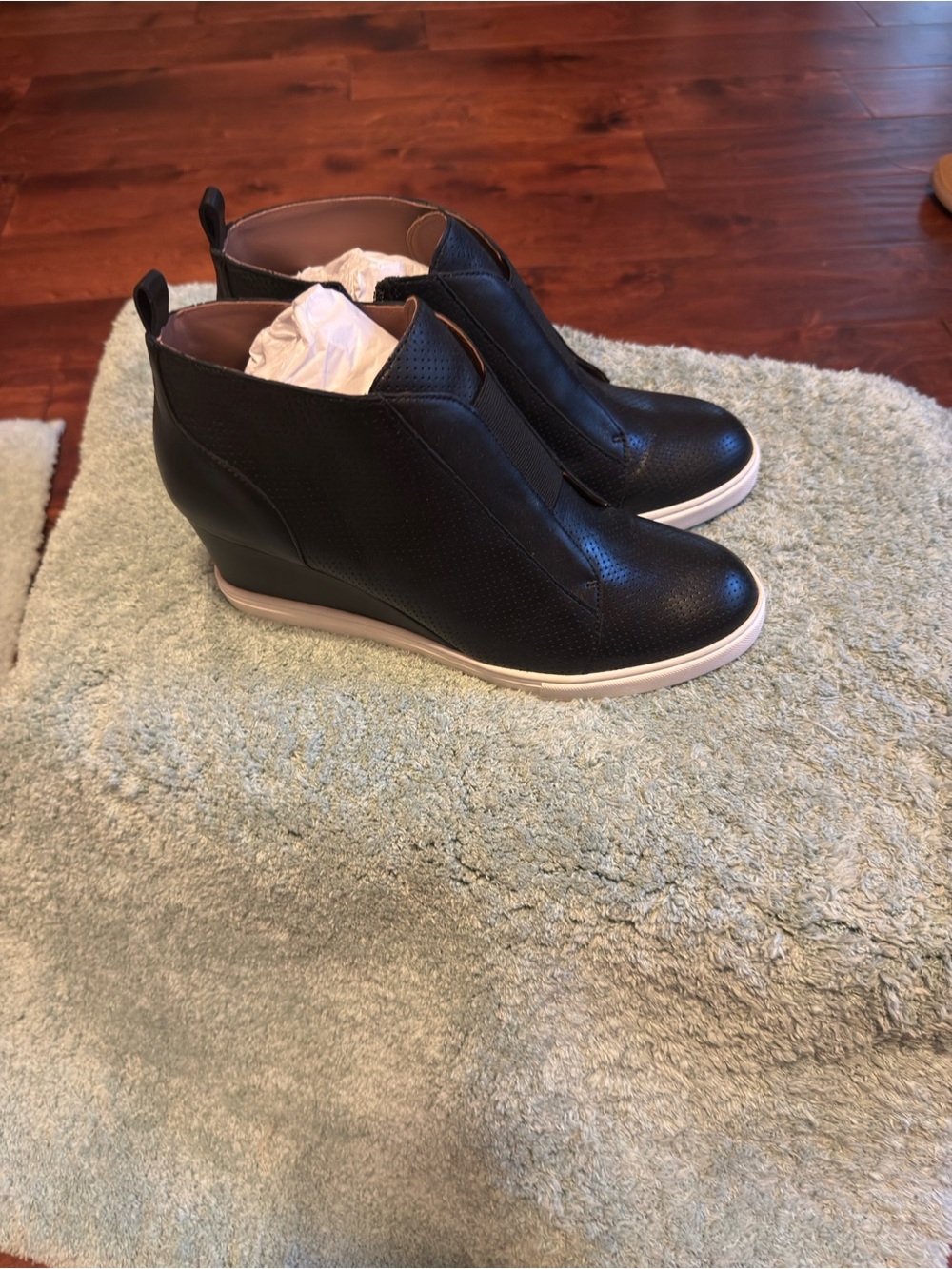 Women's Black Wedge Sneaker Boot - Sleek Slip-On Style